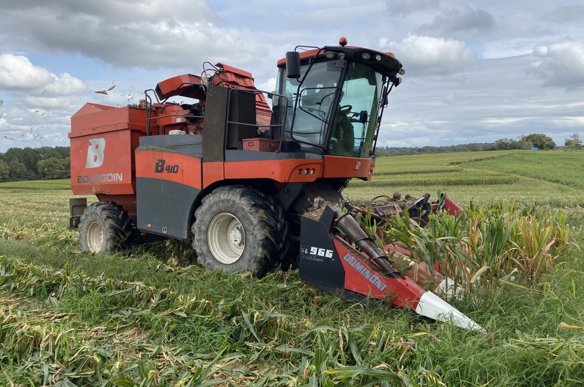Bourgoin B410 harvesting maize for seed