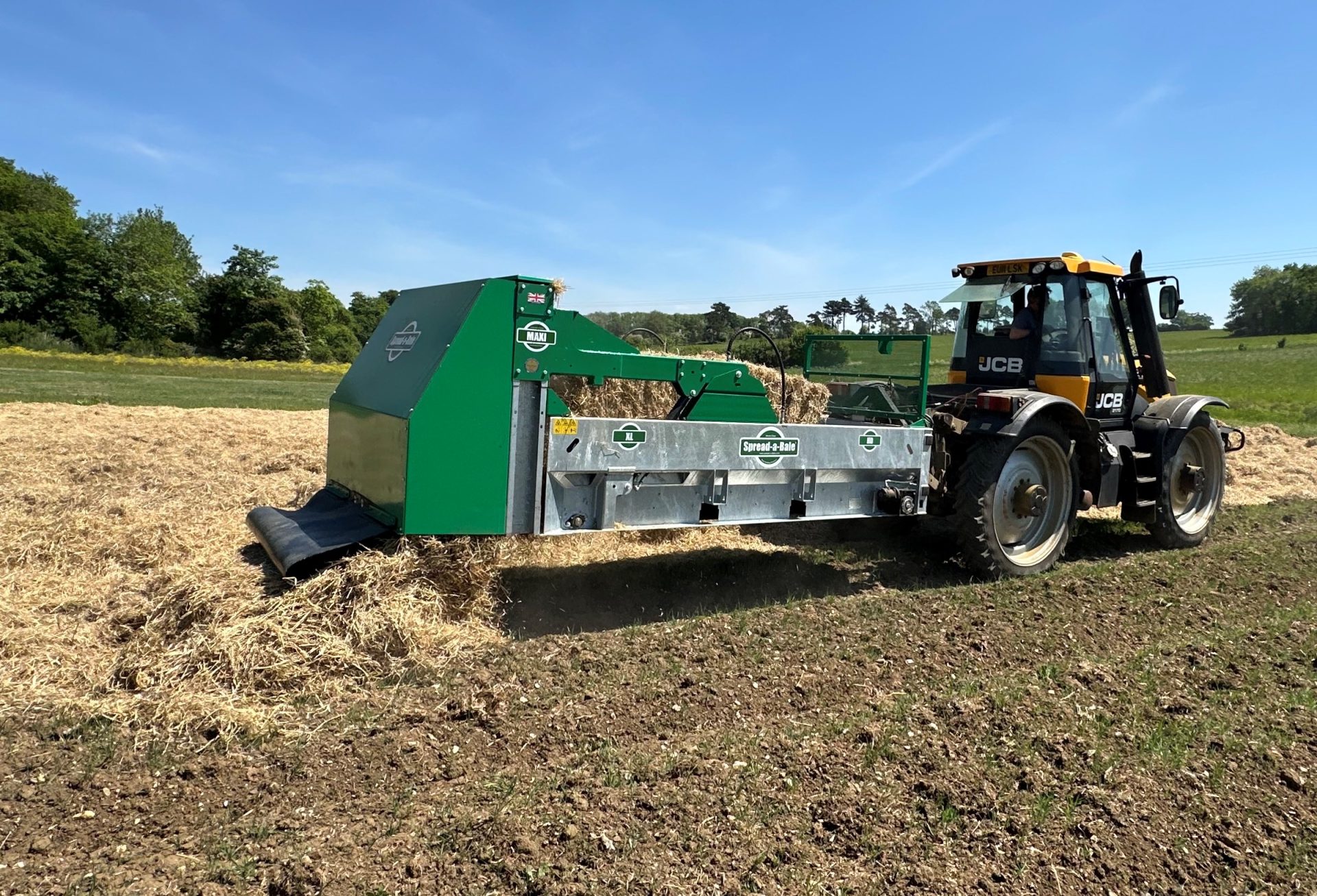 Spreading straw on potatoes