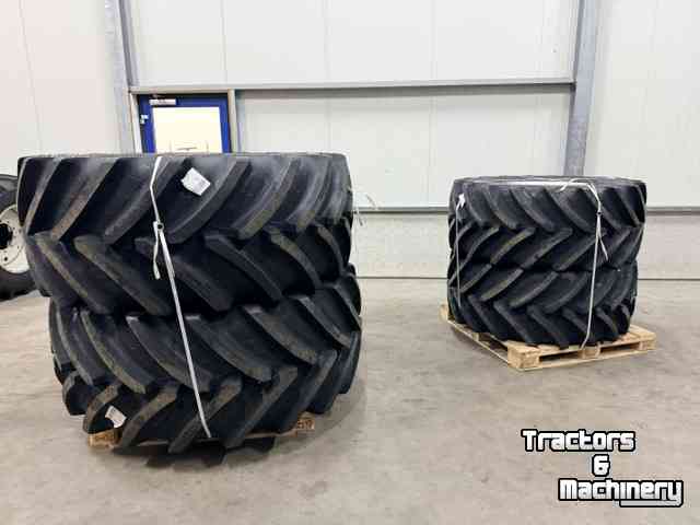 Wheels, Tyres, Rims & Dual spacers BKT 710/60 R38 + 600/60 R28 op velg