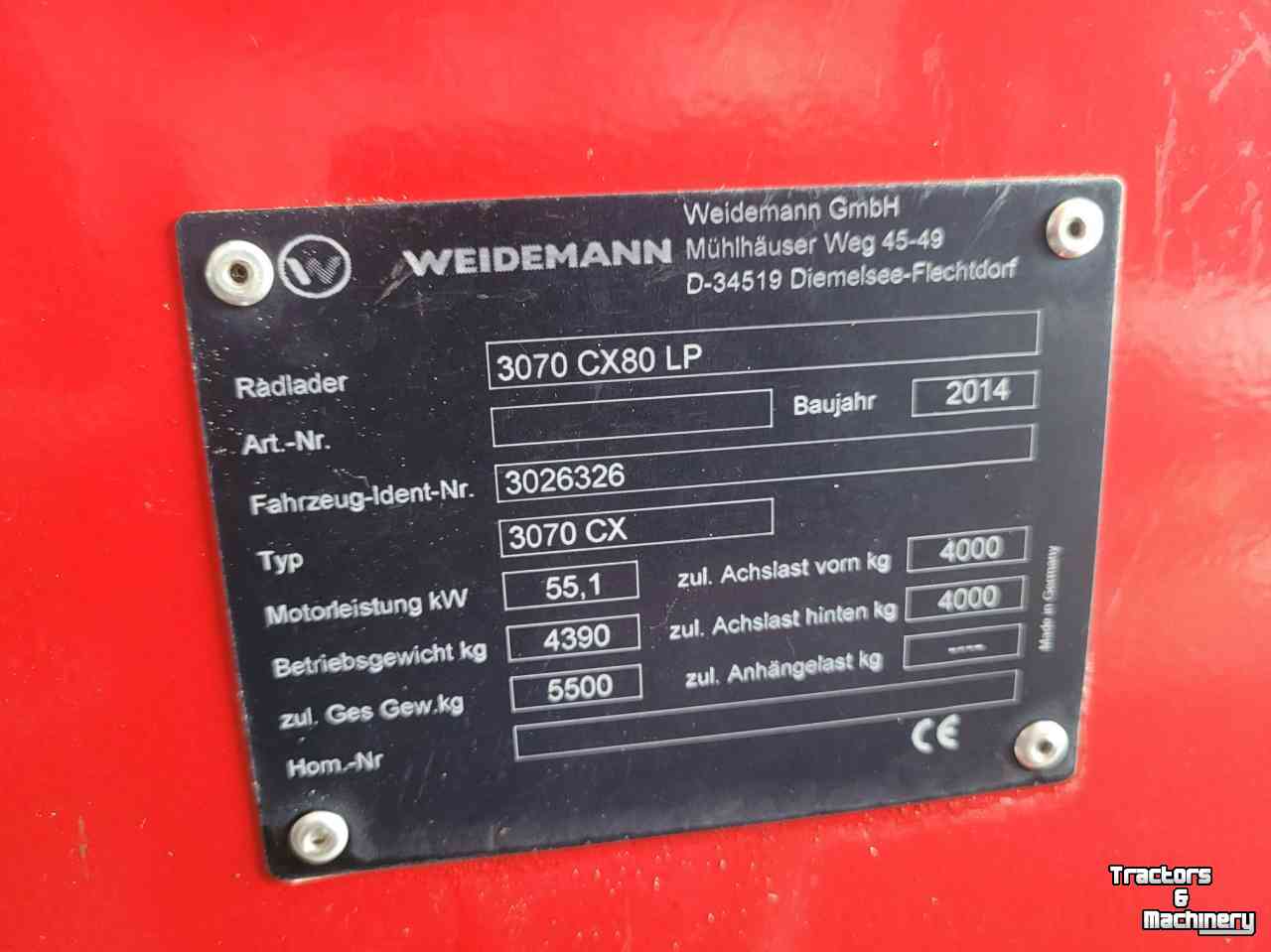 Wheelloader Weidemann 3070 CX 80 LP