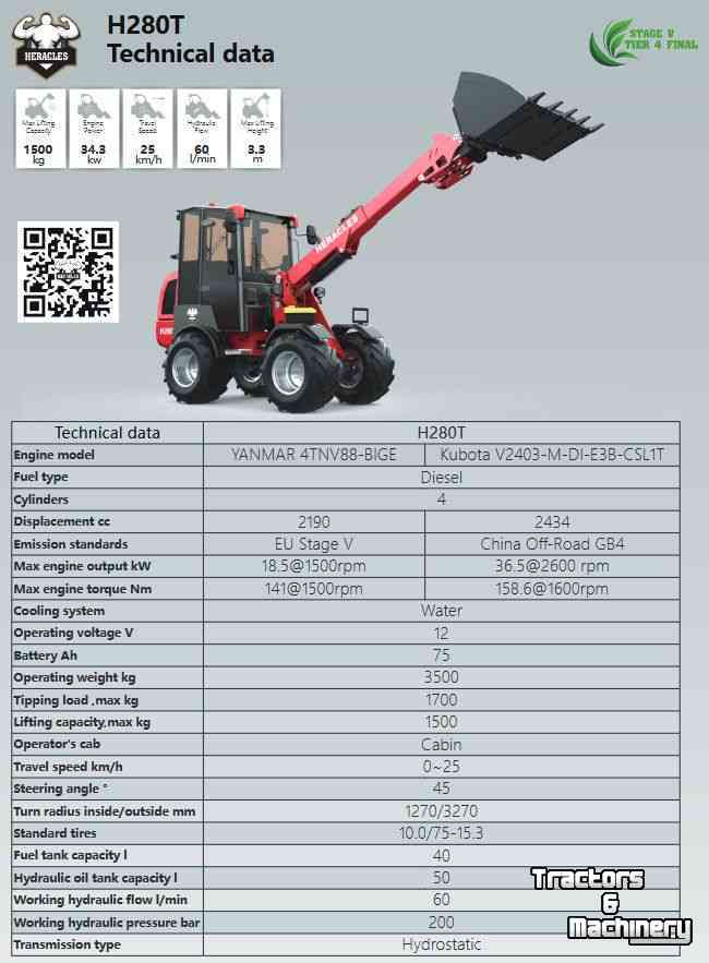 Telescopic Wheelloader Heracles H280T