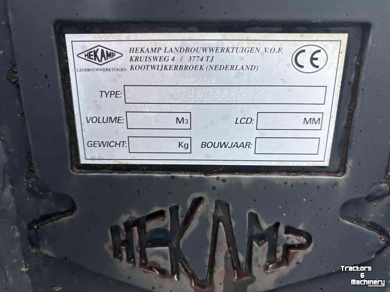 Front-end loader bucket / Front loader bucket Hekamp Greep standaard  -  Mestvork met bovenklem
