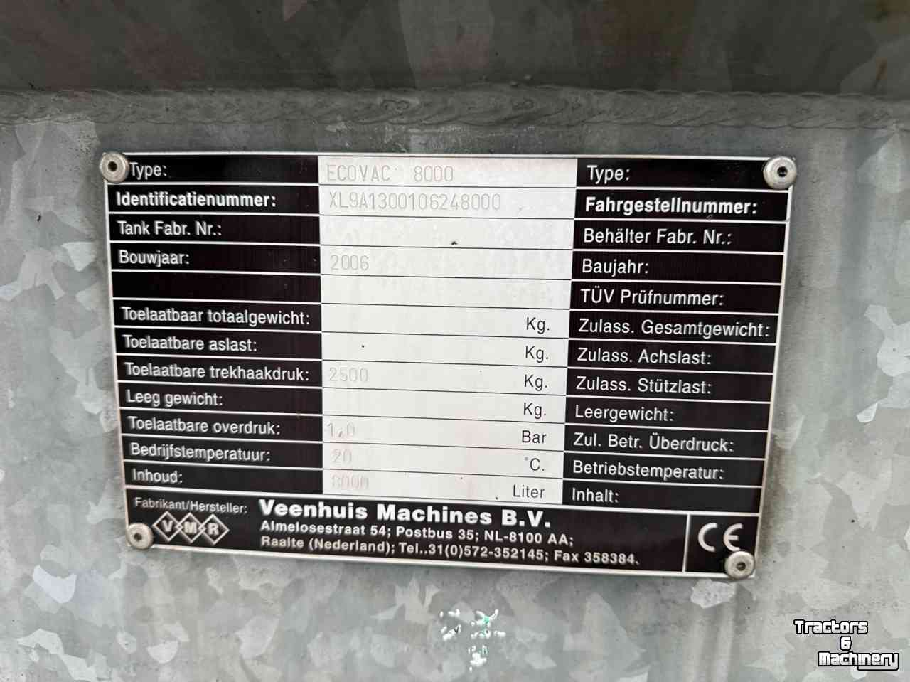 Slurry tank Veenhuis Ecovac 8000 giertank + Bouwland injecteur bemester