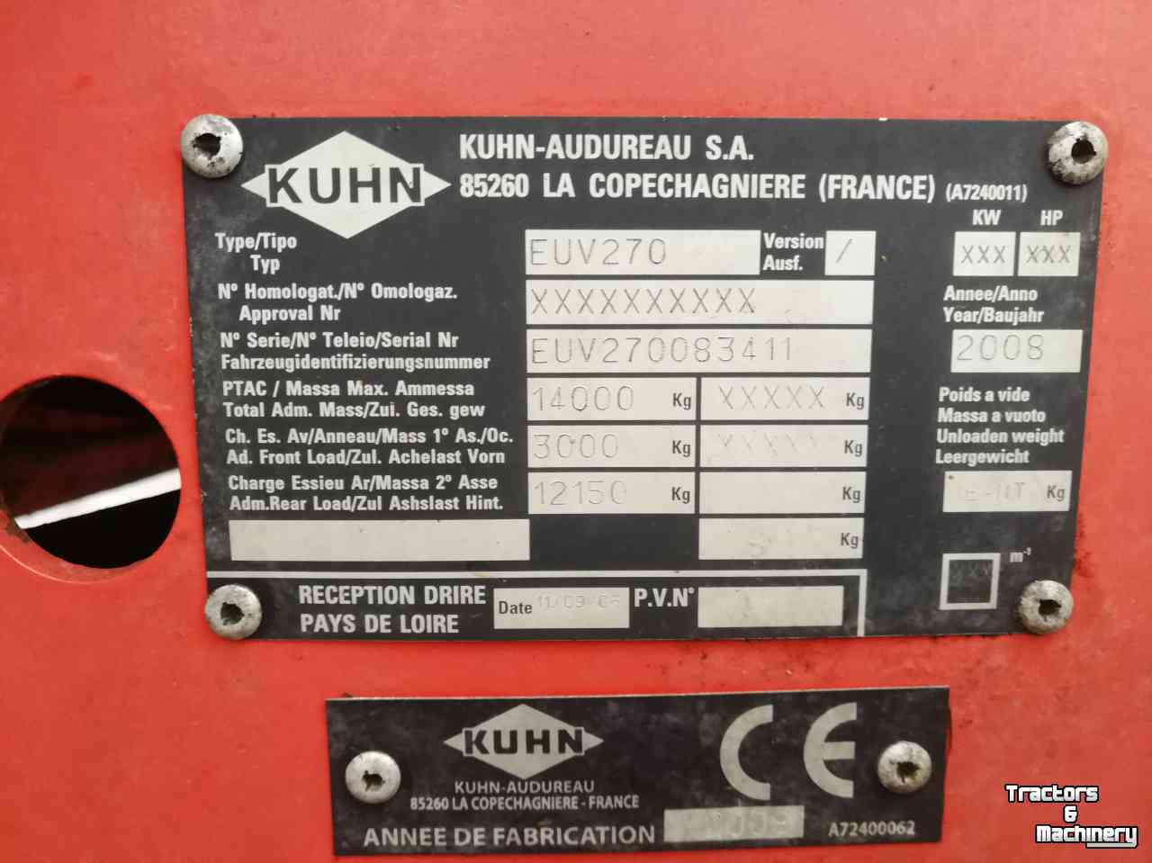 Vertical feed mixer Kuhn Euromix 1 20m3