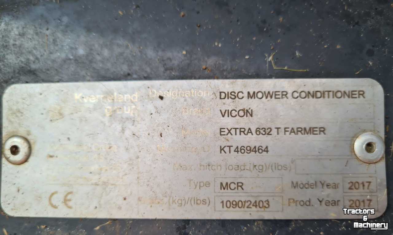 Mower Vicon Extra 632T Farmer Achtermaaier Rear Mower