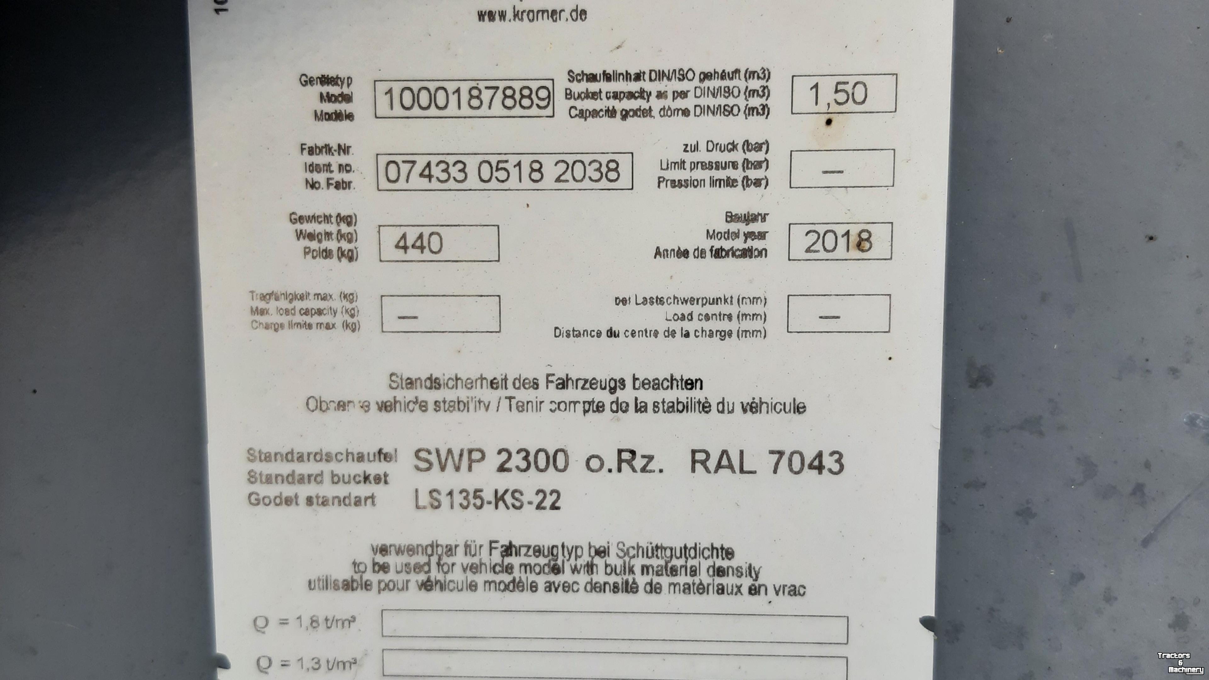 Wheelloader Kramer Voorzetstukken