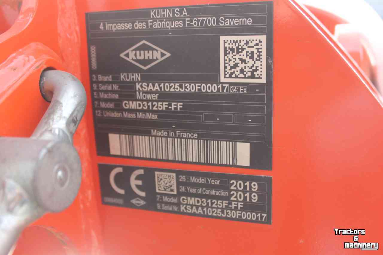 Mower Kuhn GMD3125F-FF front schijvenmaaier frontmaaier snelwissel op de messen