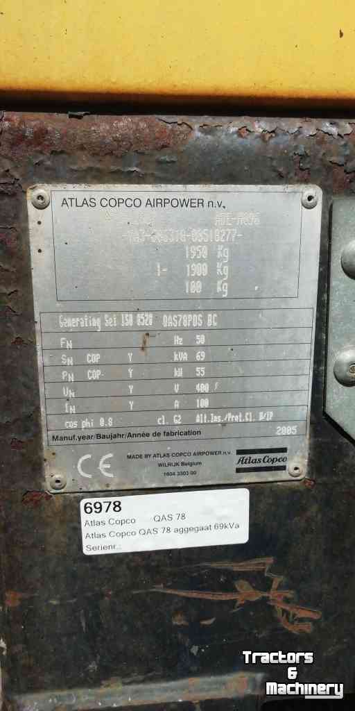 Aggregates Atlas Copco QAS78PDSBC 69 kVa