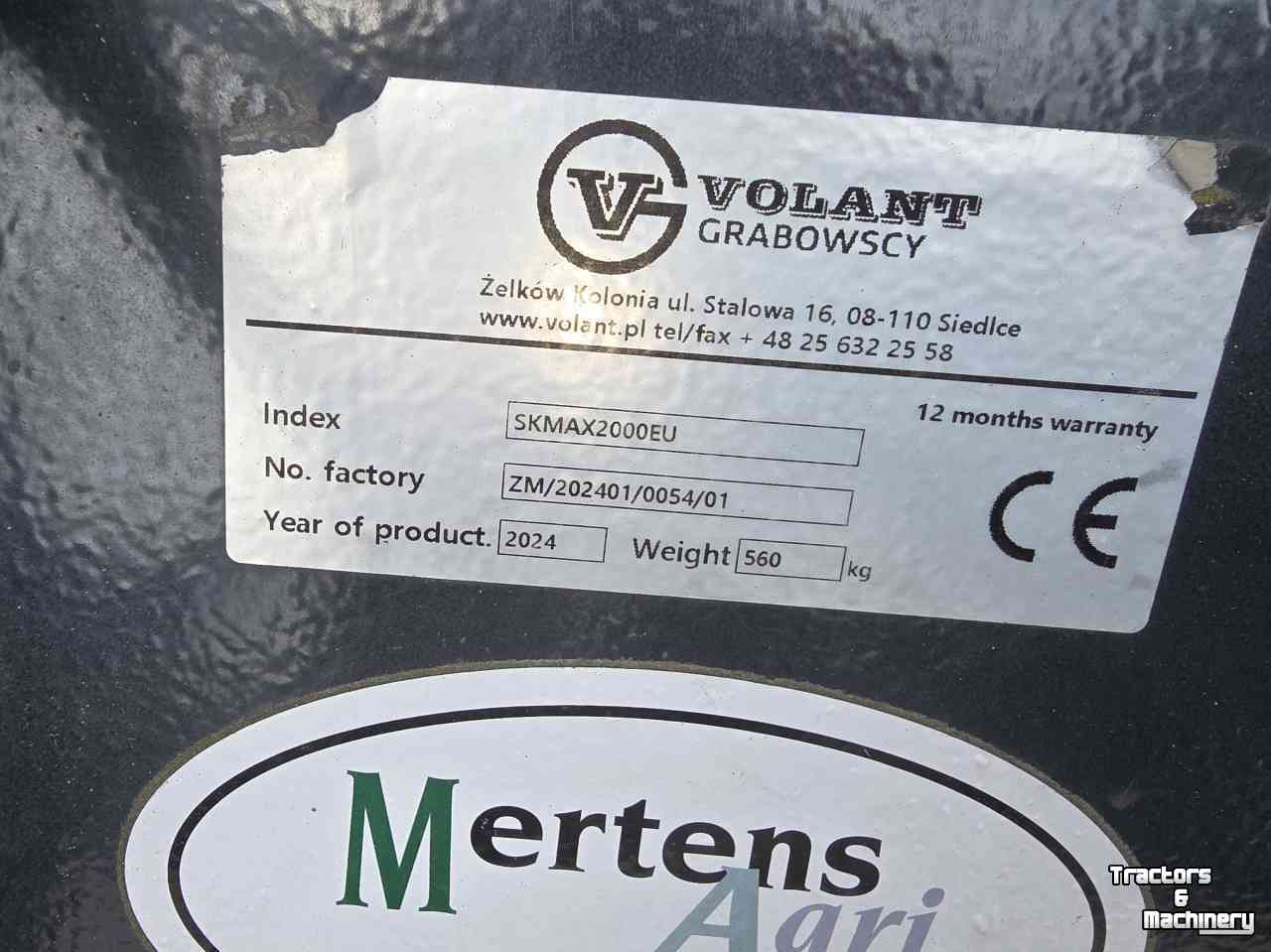 Front-end loader bucket / Front loader bucket  Volant Pelikaanbak 200 cm Euro aansluiting