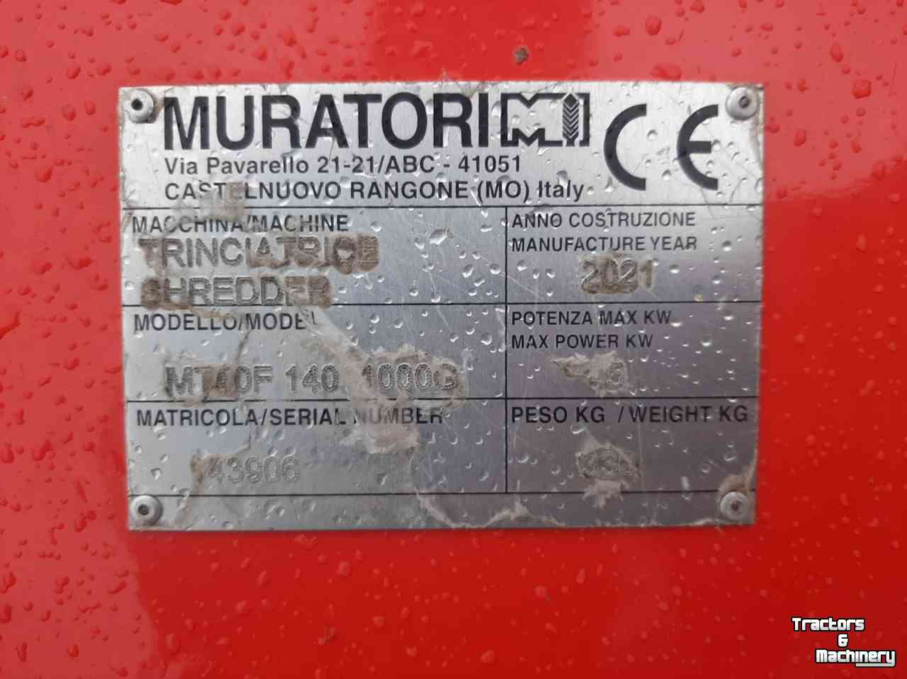 Flail mower Muratori MT40F    frontklepelmaaier
