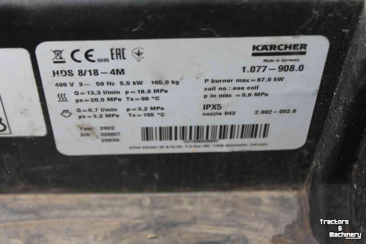 High-pressure cleaner, Hot / Cold Karcher HDS8/18-4M heetwaterreiniger warmwater hogedrukreiniger stoomcleaner