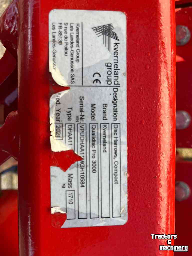 Disc harrow Kverneland Qualidisc Pro 3000 schijveneg