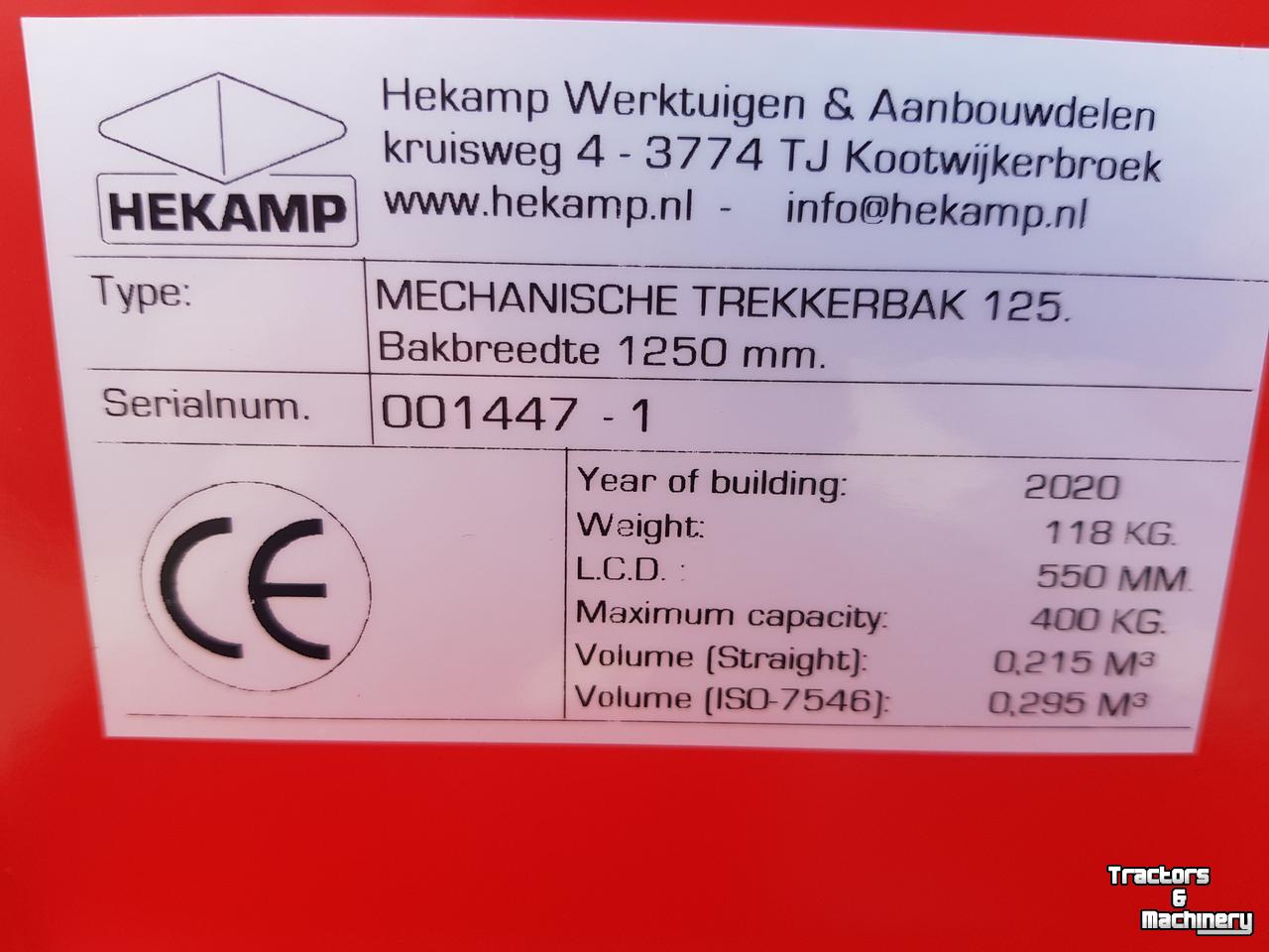 Other attachments and accessories Hekamp Mechanische kiepbak 125