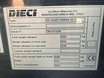 Telehandler Dieci 28.7 Agri Farmer