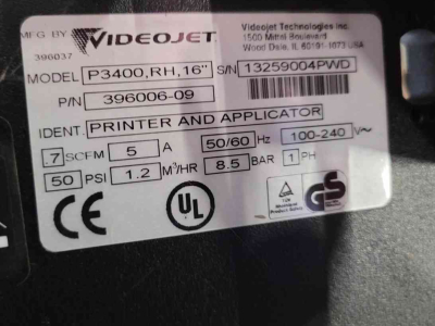 Other  Videojet P3400 RH 16 Etiketteermachine