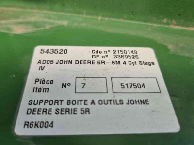 Front-end loader Mailleux Voorlader aanbouwdelen passend aan JOHN DEERE 6R en 6M 4 cilinder